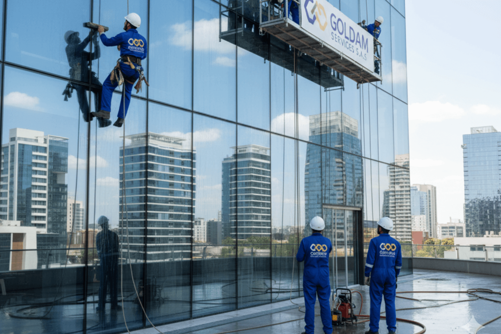 Mantenimiento de fachadas de vidrio y altura goldam services